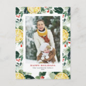 水彩レモンと冬の緑の写真 シーズンポストカード (正面)