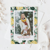 水彩レモンと冬の緑の写真 シーズンポストカード