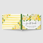 水彩レモンと夏の花結婚の花 ゲストブック (全面)