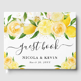 水彩レモンと夏の花結婚の花 ゲストブック