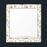 水彩レモンと果実のパターパーソナライズされたン ノートパッド<br><div class="desc">カスタマイズ可能な植物用メモ帳。レモン、さくらんぼ、ブルーベリーのパターンを特徴とする。名前や他の詳細を追加してパーソナライズこの植物性のメモ帳はギフトとして完璧である。</div>