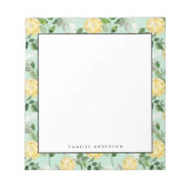 水彩レモンと緑のパターパーソナライズされたン ノートパッド (正面)