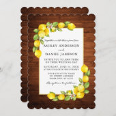 水彩レモンと緑の木結婚の 招待状 (正面/裏面)