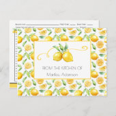 水彩レモンと緑の葉レシピ | ポストカード (正面/裏面)