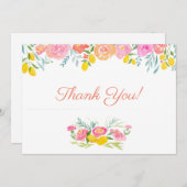 水彩レモンと花ありがとう サンキューカード (正面/裏面)