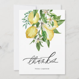水彩レモンと花の誕生会 サンキューカード