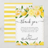 水彩レモンと花キンセアニェラ サンキューカード (正面/裏面)