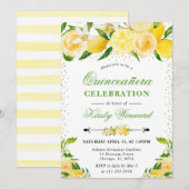 水彩レモンと花キンセアニェラ 招待状 (正面/裏面)