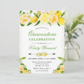 水彩レモンと花キンセアニェラ 招待状 (スタンド正面)