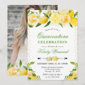 水彩レモンと花キンセアニェラ 招待状 (正面/裏面)