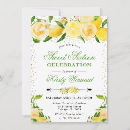 水彩レモンと花スイーツ16 招待状