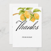 水彩レモンと花誕生日ありがとう サンキューカード (正面/裏面)