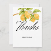 水彩レモンと花誕生日ありがとう サンキューカード (正面)
