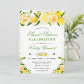水彩レモンと花Photo Sweet 16 Invite 招待状 (スタンド正面)