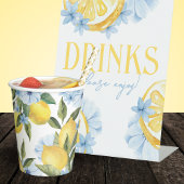 水彩レモンと青い花 紙コップ