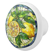 水彩レモンのステンドグラス黄色の緑の青 セラミックノブ (右)