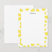 水彩レモンのパターン2 ノートカード (正面/裏面)