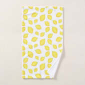 水彩レモンのパターン2 バスタオルセット (ハンドタオル)