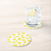 水彩レモンのパターン2 ラウンドペーパーコースター (インサイチュ)