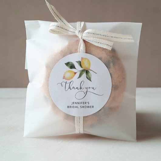 水彩レモンのブライダルシャワープレゼント ラウンドシール