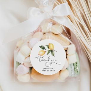 水彩レモンのベイビーシャワープレゼント ラウンドシール