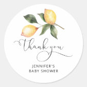 水彩レモンのベイビーシャワープレゼント ラウンドシール (正面)