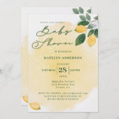 水彩レモンのベイビーシャワー 招待状 (正面/裏面)