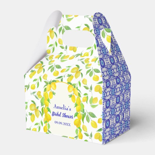 水彩レモンのポジターノ アマルフィ タイル ブライダル シャワー フェイバーボックス (正面サイド)