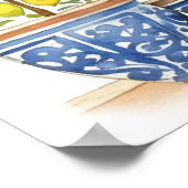 水彩レモンの木とオリーブの木の陳腐さ ポスター (角)