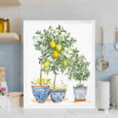 水彩レモンの木とオリーブの木の陳腐さ ポスター