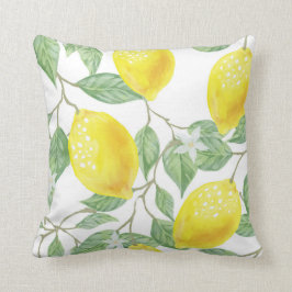 水彩レモンの木と離れの柄 クッション