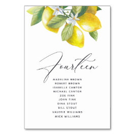 水彩レモンの花のシーティンググラフテーブル番号 テーブルナンバー