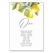 水彩レモンの花のシーティングチャート テーブルナンバー (裏面)