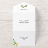 水彩レモンの花サマー結婚ズ オールインワン招待状 (外側)