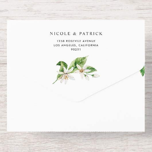 水彩レモンの花サマー結婚ズ オールインワン招待状 (背面)