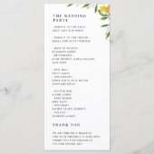 水彩レモンの葉のウェディングプログラム プログラム (裏面)