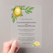 水彩レモンイエローシトラス素朴ズ結婚 アクリル招待状 (インサイチュ (ポータブル))