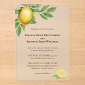 水彩レモンイエローシトラス素朴ズ結婚 アクリル招待状 (正面)