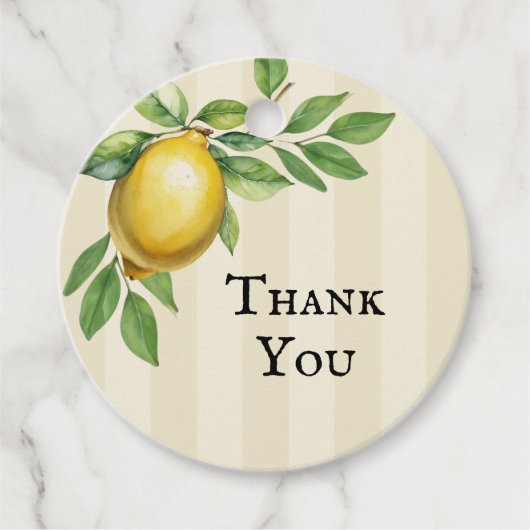 水彩レモンイエローシトラス素朴ズ結婚 フェイバータグ (正面)
