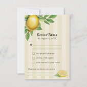 水彩レモンイエローシトラス素朴ズ結婚 出欠カード (正面)