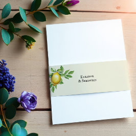 水彩レモンイエローシトラス素朴ズ結婚 招待状ベリーバンド