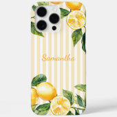 水彩レモンイエローストライプ製パーソナライズされた品名 Case-Mate iPhoneケース (裏面)