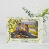 水彩レモンオーチャードフォトデイトカードを保存 セーブザデート (スタンド正面)