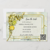 水彩レモンオーチャードフォトデイトカードを保存 セーブザデート (裏面)