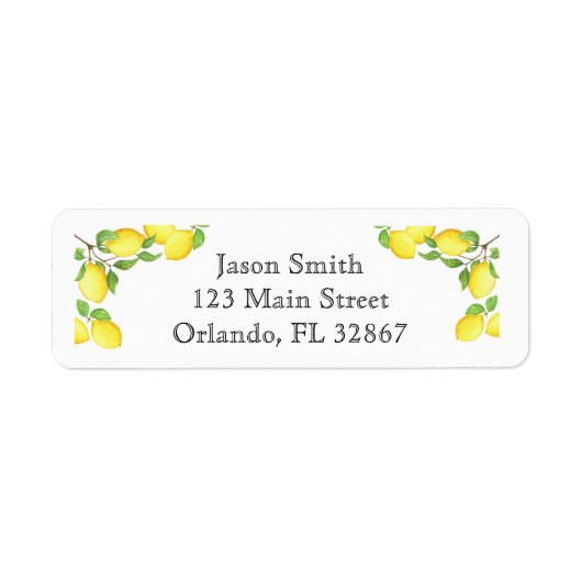 水彩レモンカスタム差出人住所ラベル ラベル (正面)