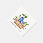 水彩レモンカ地中海のスケット誕生日 スタンダードカクテルナプキン (角)