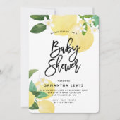 水彩レモンガーデンベビーガールシャワー 招待状 (正面)