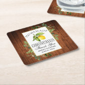 水彩レモングリーナリーウッドリモンチェロ スクエアペーパーコースター (アングル)