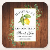 水彩レモングリーナリーウッドリモンチェロ スクエアペーパーコースター (正面)