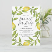 水彩レモングリーナリーリースブランチベビー 招待状 (スタンド正面)